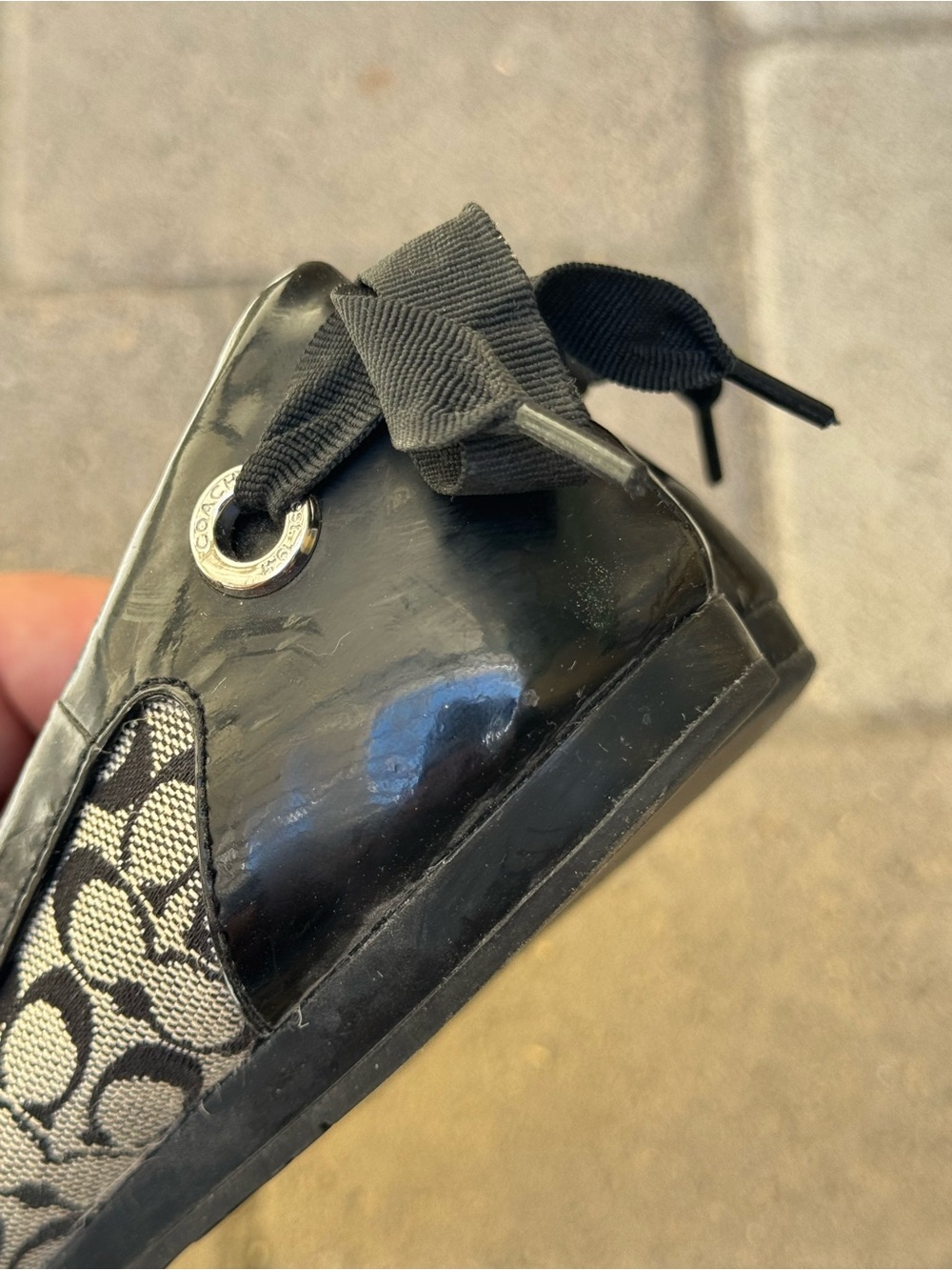 COACH Black & Cream Logo Ballet Flats - Picture 4 of 4